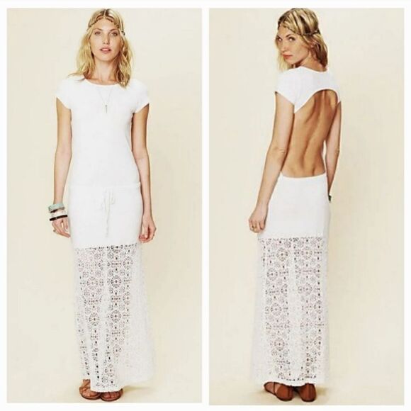 NEW Free People Nightcap Dreamcatcher Open Back Crochet Maxi Dress in White - Picture 2 of 15